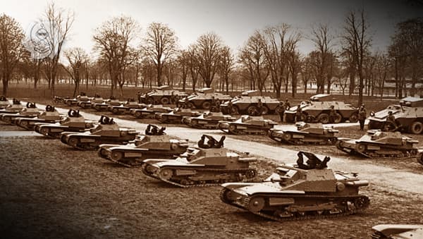 Tanques de guerra alemães enfileirados