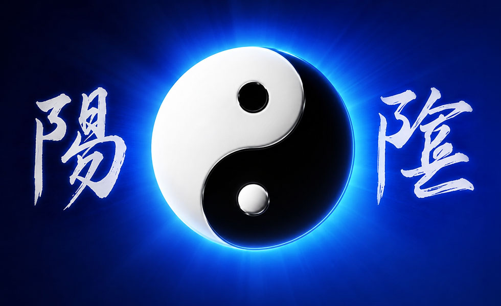 O TAO 1 Chinese characters Yang (dark, female) and Yin (light, male)